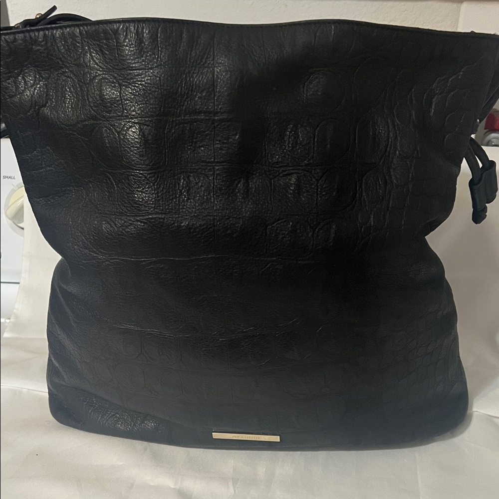 Brahmin Medium Harlow- Black Bergen   Elegant Black Leather Tote Bag